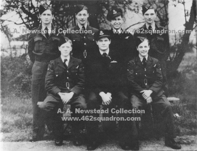 Crew 45, 462 Squadron, Foulsham, May 1945, Fred Satherley, Arthur Newstead, Bruce Bell, Astley Gordon, Ken Faithfull, Henry Robert Anderson, George Hicks. 