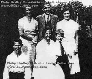 The Levey family in 1932; back: daughter Beryl, father Frank, daughter Joyce; front: son Gordon, mother Ruth and son Philip Hedley Malcolm Levey (later RAAF, 462 Squadron).
