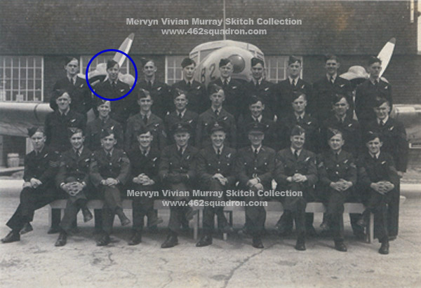 Group photo of Bomb Aimers / Observers Canada, 1944, including Mervyn Vivian Murray Skitch, 442482 RAAF (later posted to 462 Squadron, Foulsham).