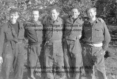 Navigator Keith Currie and Rear Gunner John Cairns LEE, and others, at Acaster Malbis, October 1944 on Assault Training Course; later posted to 462 Squadron, Foulsham. 