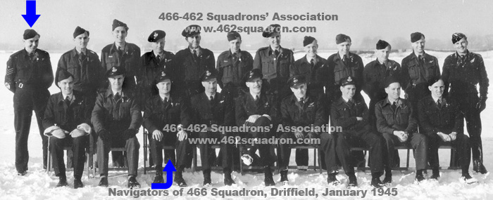 Navigators at 466 Squadron Driffield, January 1945, including James Edward Peasley and Keith Allison Worrall, both previously 462 Squadron, Driffield.