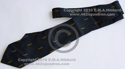 Front view of Caterpillar Club tie owned by former F/Sgt M.J.Hibberd, 435342 RAAF. (462 Squadron)