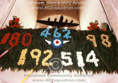 Display in the Holy Innocents' Church in tribute to Squadrons at RAF Station Foulsham, as part of the Flower Festival in August 1989.