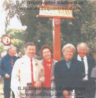462 Squadron RAAF veterans and wives at the unveiling of the Memorial Plaques on the Foulsham Village Sign, 27 August 1989.