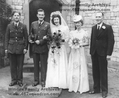 F/Sgt Edward Windus 1601854 RAFVR, 462 Squadron, at the wedding of his sister Hilda Windus to John Bradley on 11 April 1945.