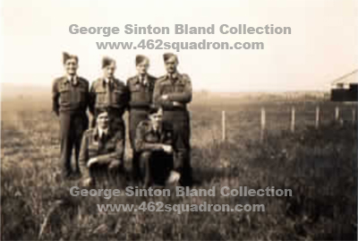 H. W. Payne, George Christopher Barr Sharp, George Sinton Bland, R. E. Powell, John Mackie, Kenneth Cavalier Peachey, all later in Crew 41 when posted to 462 Squadron, Driffield 1944 and Foulsham 1945.