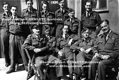 Formal group of Flight Engineers at 462 Squadron, Foulsham, including Maurice Albert Hewlett, 3031333 RAF, between March and July 1945.