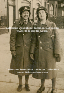 WAAF Catherine Josephine Burton (later Wood-Brown), and fellow WAAF trainee at Morecambe, Lancashire, early 1942, later at Driffield (462 Squadron)